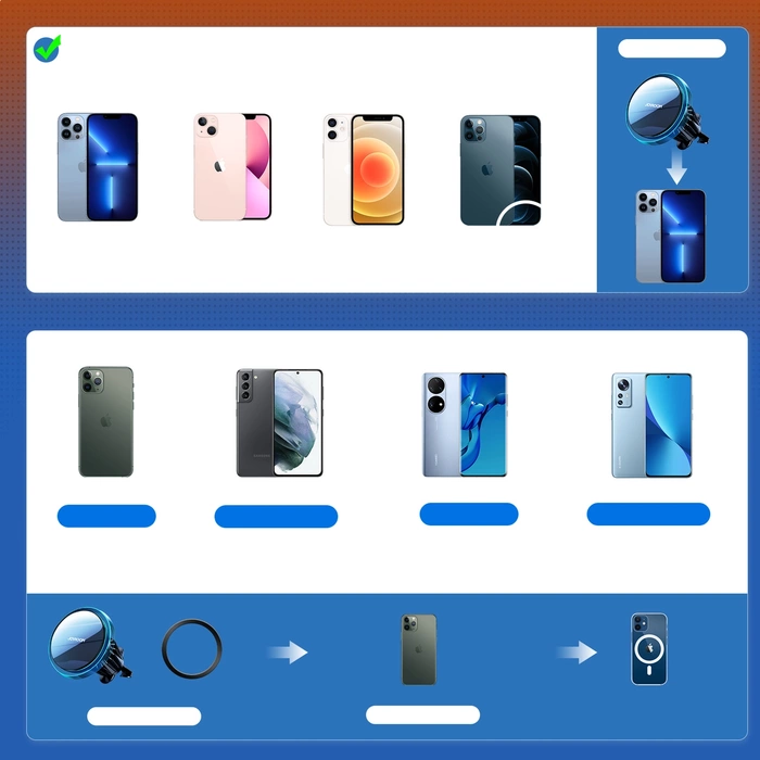 Joyroom samochodowy uchwyt magnetyczny bezprzewodowa indukcyjna ładowarka Qi 15W (kompatybilna z MagSafe do iPhone) na kratkę nawiewu srebrny (JR-ZS291)