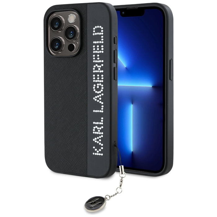 Karl Lagerfeld KLHCP15XPSAKDGCK iPhone 15 Pro Max 6.7" czarny/black hardcase Saffiano Rhinestones & Charm