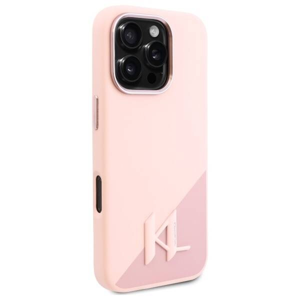 Etui Karl Lagerfeld iPhone 16 Pro Max 6.9" różowy/pink hardcase Silicone Shadow Metal Initial MagSafe