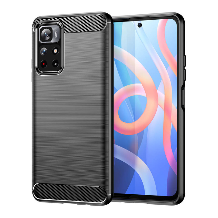 Carbon Case elastyczne etui pokrowiec Xiaomi Redmi Note 11T 5G / Redmi Note 11S 5G / Poco M4 Pro 5G czarny