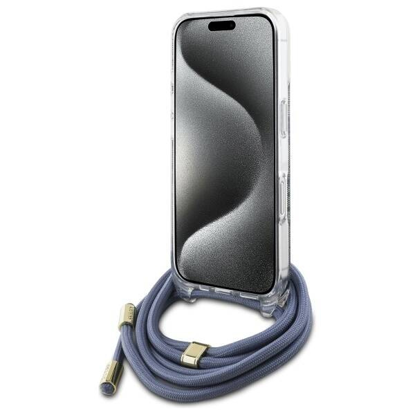 Etui Guess iPhone 16 Pro niebieski/blue hardcase Crossbody Cord 4G Print