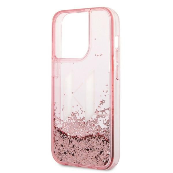 Etui KARL LAGERFELD Apple iPhone 14 Pro Liquid Glitter Big KL Różowy Hardcase