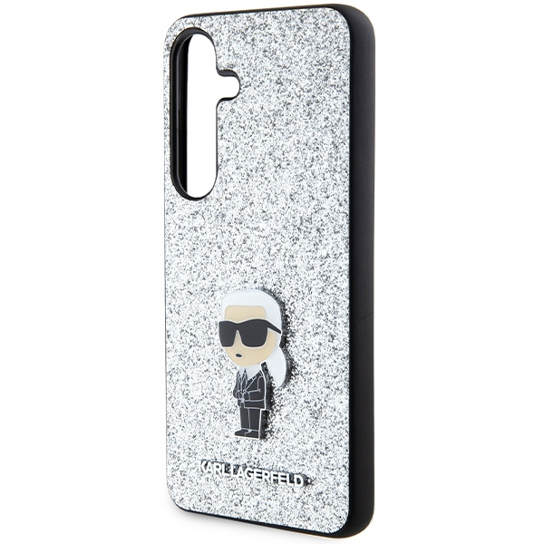 Etui Karl Lagerfeld KLHCS24SGCNPSG S24 S921 srebrny/silver hardcase Fixed Glitter Ikonik Logo Metal Pin Case