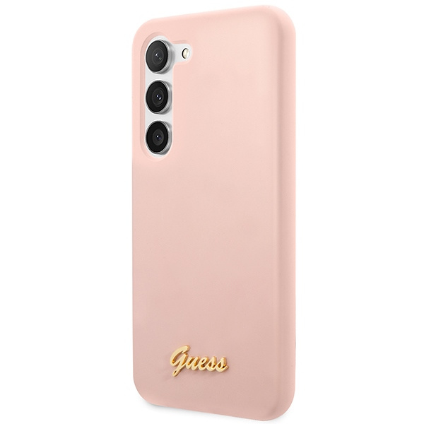 Etui Guess GUHCS23SLSLMGPP S23 S911 różowy/pink hardcase Silicone Script Metal Logo Case