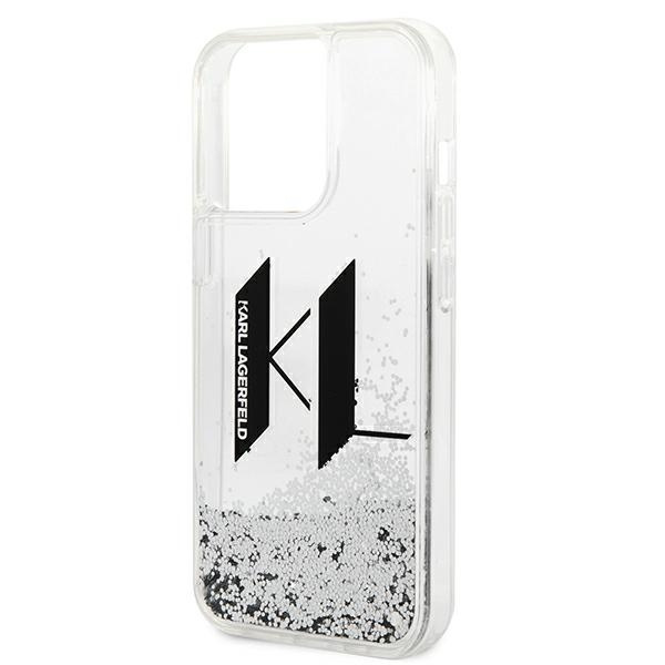 ETUI Karl Lagerfeld iPhone 14 Pro 6,1" srebrny/silver hardcase Liquid Glitter Big KL