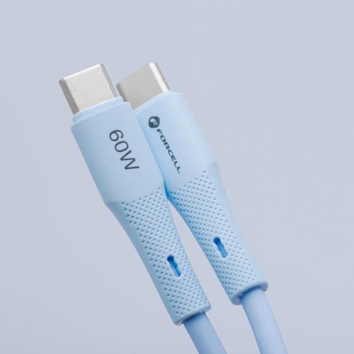 Kabel USB C do USB C Forcell F-Energy QC4.0 PD 3A 60W Silicone 1 m C344 niebieski