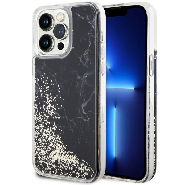 Etui Guess GUHCP14XLCSGSGK iPhone 14 Pro Max 6.7" czarny/black hardcase Liquid Glitter Marble Case