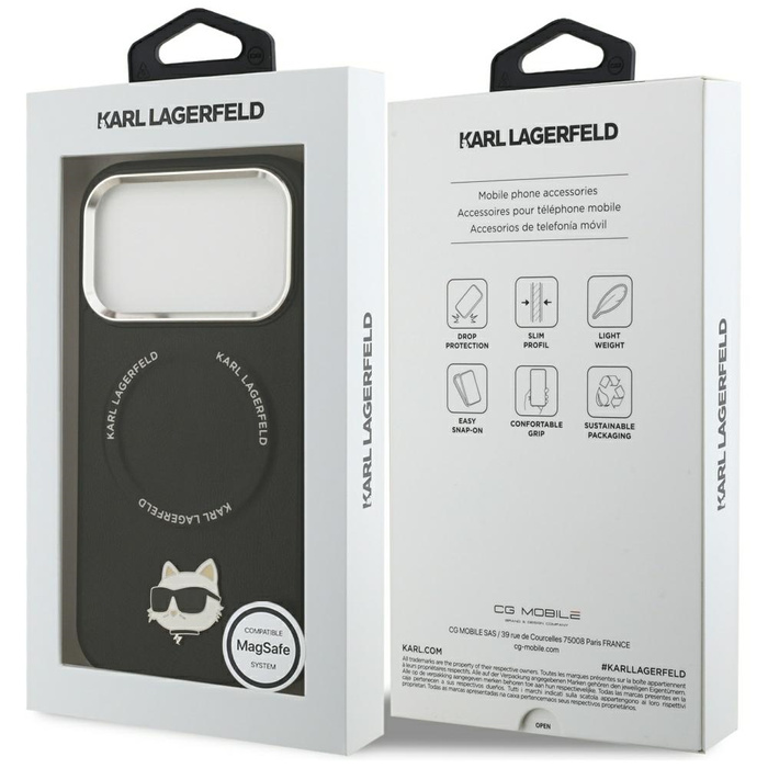 Etui Karl Lagerfeld Choupette Pin        MagSafe do iPhone 17 Pro czarny