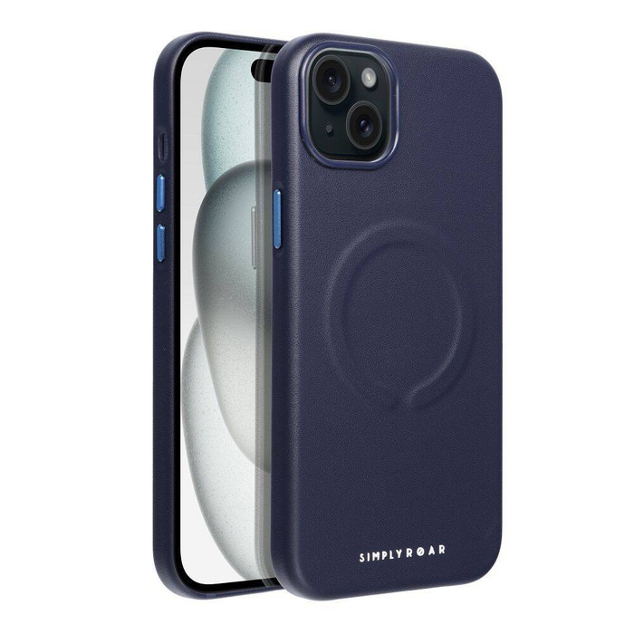 ROAR futerał LEATHER MAG kompatybilny z MagSafe do IPHONE 15 Plus Granatowy