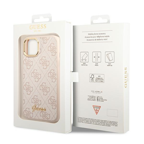 Etui GUESS Apple iPhone 14 Plus 4G Vintage Gold Logo Różowy Hardcase