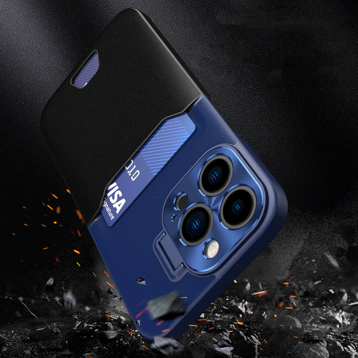 Etui Leather Stand Case etui Samsung Galaxy S23+ pokrowiec portfel na kartę z podstawką niebieskie Case