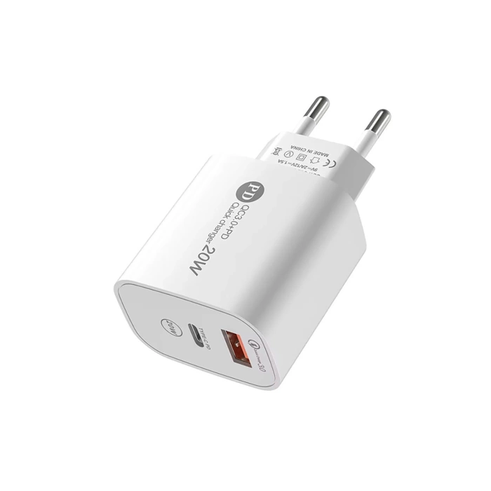 Ładowarka sieciowa A6MaxL 20W USB-A USB-C z kablem USB-C - USB-C 1m - biała