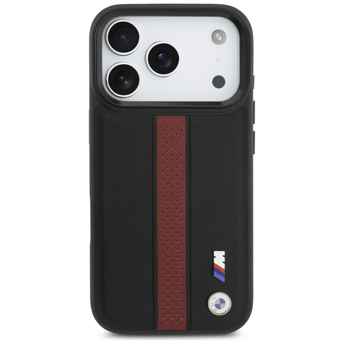 Etui BMW M Perforated Stripe Logo        MagSafe do iPhone 17 Pro czerwony