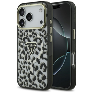 Etui Guess Leopard Glitter MagSafe do    iPhone 17 Pro czarny