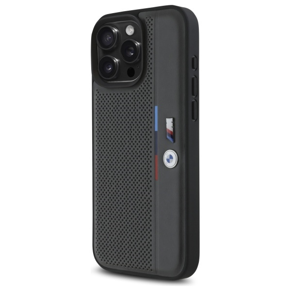 ETUI BMW iPhone 16 Pro 6.3" antracyt/anthracite hardcase M Perforated Tricolor Detail Line