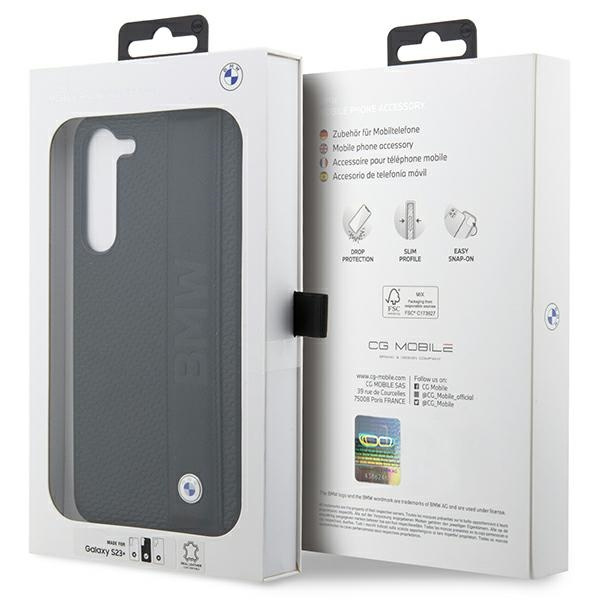 Etui BMW BMHCS23M22RDPK S23 Plus S916 czarny/black hardcase Leather Textured & Stripe