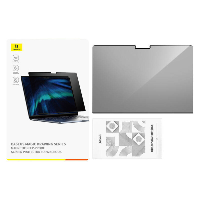 Szkło hartowane Baseus Magic Drawing dla MacBook Air 13.6" (2022/2024) + zestaw czyszczący (przeźroczysty)