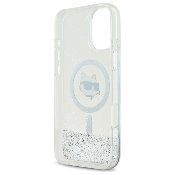 Etui Karl Lagerfeld iPhone 16 6.1" hardcase transparent Liquid Glitter Choupette Head Magsafe
