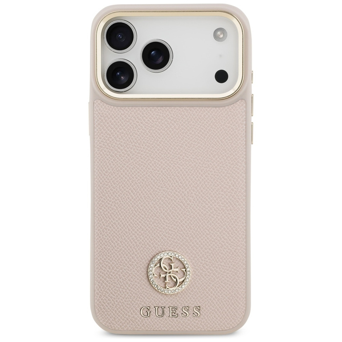 Etui Guess Grained Strass Logo MagSafe   do iPhone 17 Pro Max różowy