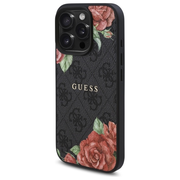 Guess GUHMP16LP4ROPEMCK iPhone 16 Pro     6.3" czarny/black hardcase 4G Flowers Print MagSafe