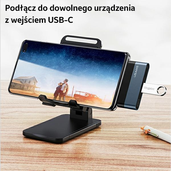 USAMS Adapter HUB USB 2.0/USB 3.0/USB-C szary/grey SJ490HUB01 (US-SJ490)