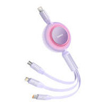Baseus Bright Mirror 2 zwijany kabel przewód 3w1 USB Typ C - micro USB + Lightning + USB Typ C 3.5A 1.1m fioletowy (CAMJ010205)