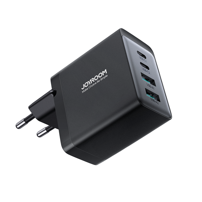 Joyroom ładowarka GaN 67W 4 porty (2x USB, 2x USB C) czarna (TCG02) + kabel USB C – USB C 100W 1.2m