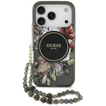 Etui Guess IML Flowers Pearl Strap       MagSafe do iPhone 17 Pro czarny