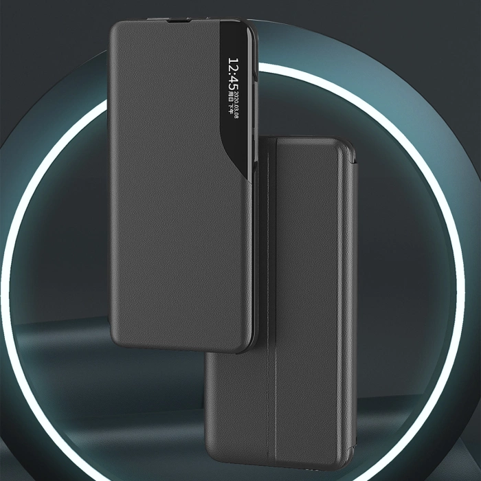 Eco Leather View Case etui do Samsung Galaxy S25 z klapką podstawka - czarne