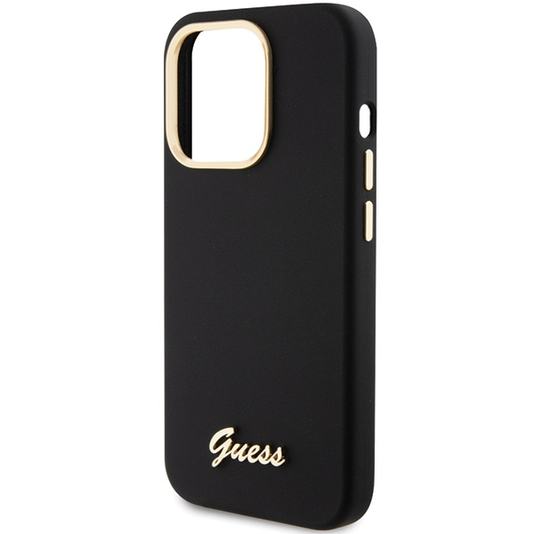 Etui Guess GUHCP15LSMBSLK iPhone 15 Pro 6.1" czarny/black hardcase Silicone Script Metal Logo & Frame Case