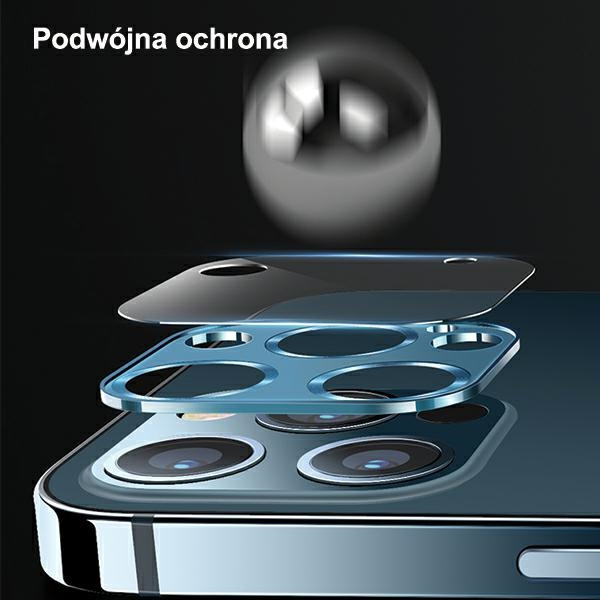 Szkło Hartowane USAMS Apple iPhone 12 Camera Lens Glass Metal Czerwony Ochrona Aparatu Glass