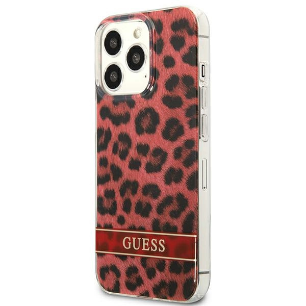 Etui GUESS Apple iPhone 13 13 Pro Leopard Czerwony Hardcase