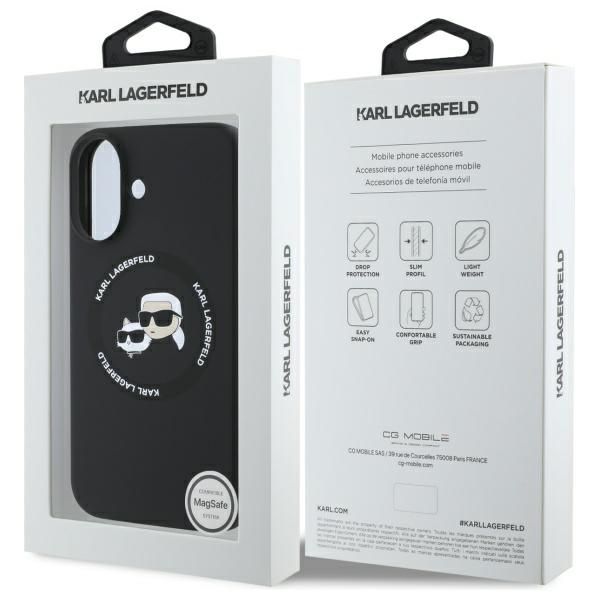 Karl Lagerfeld KLHMP16SSKCHTCK iPhone 16  6.1" czarny/black hardcase Silicone Karl&Choupette Heads MagSafe