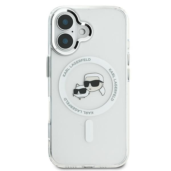 Karl Lagerfeld KLHMP16SHLSKCH iPhone 16 6.1" biały/white hardcase IML Metal Karl&Choupette Head MagSafe