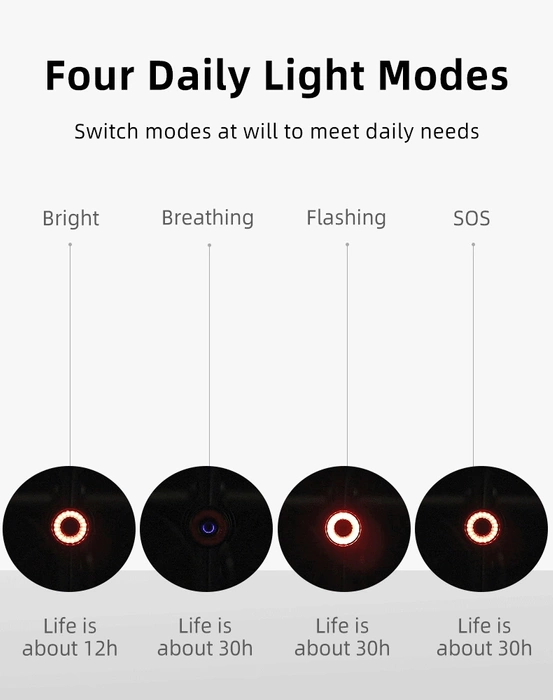 Lampa rowerowa Rockbros Q3 tylna z inteligentnym systemem stop - czarna