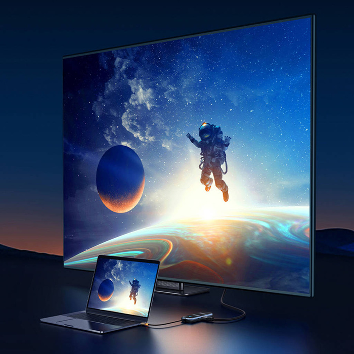 Baseus AcmeJoy HUB 4-Portowy USB-C do 1xUSB-C / 4xUSB3.0 ciemnoszary