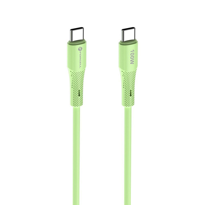 Kabel USB C do USB C Forcell F-Energy QC4.0 PD 5A 100W Silicone 1 m C347 zielony