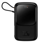 Baseus Qpow Digital Display powerbank z szybkim ładowaniem 10000mAh 22,5W QC/PD/SCP/FCP z wbudowanym kablem USB-C czarny