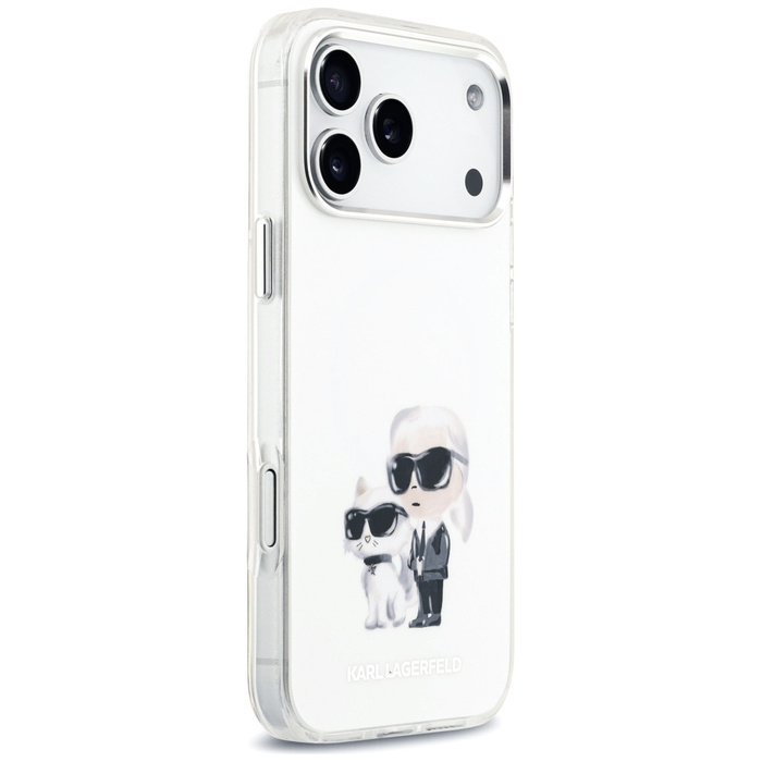 Etui Karl Lagerfeld IML Aquarelle Karl   & Choupette & Logo MagSafe do iPhone 17 Pro Max biały