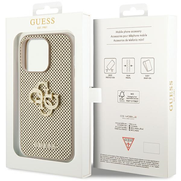 Etui Guess GUHCP15LPSP4LGD iPhone 15 Pro 6.1" złoty/gold hardcase Perforated 4G Glitter Case