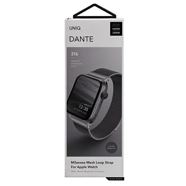 UNIQ pasek Dante Apple Watch Series 4/5/6/7/SE 40/41mm. Stainless Steel grafitowy/graphite