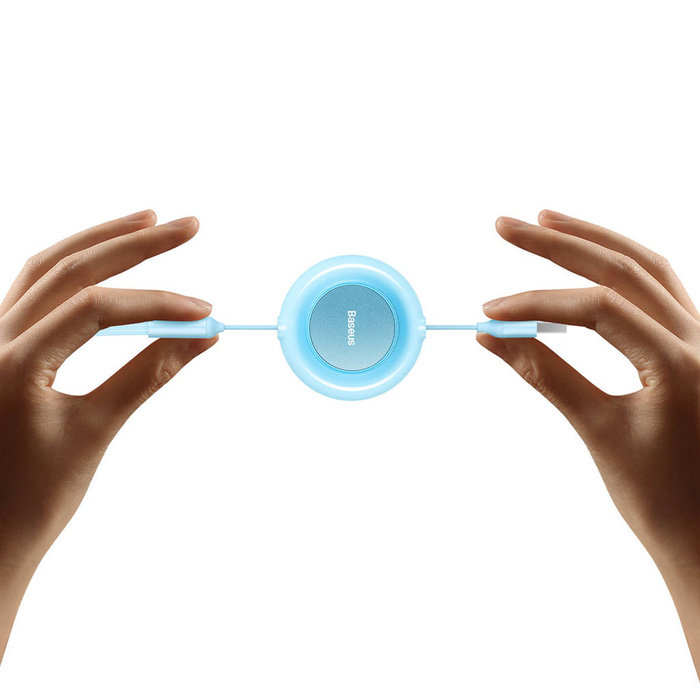 Baseus Bright Mirror 2 kabel przewód 3w1 USB Typ A - micro USB + Lightning + USB Typ C 3.5A 1.1m błękitny (CAMJ010017)