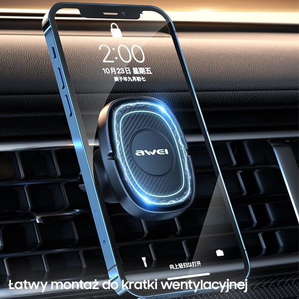 AWEI magnetyczny uchwyt samochodowy X21 do kratki wentylacyjnej czarny/black