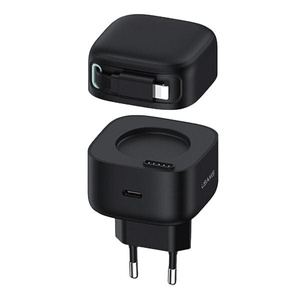 USAMS Ład. siec. 1xUSB-C ze zwijanym kablem Lighning (only head) PD+QC 35W Gan Fast Charging czarny/black XMF Series CC209TC01 (US-CC209)