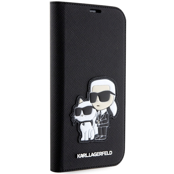Etui Karl Lagerfeld KLBKP14XSANKCPK iPhone 14 Pro Max 6.7" bookcase czarny/black Saffiano Karl & Choupette Case