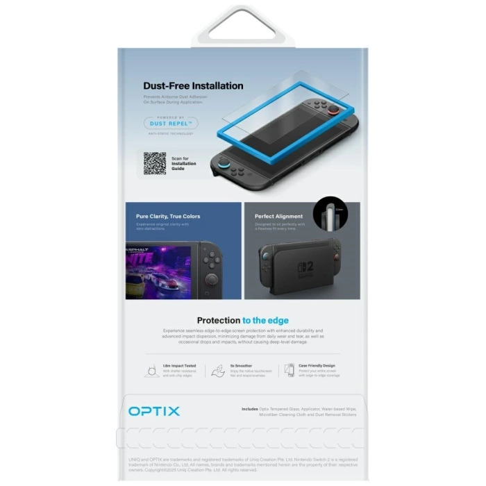Szkło hartowane UNIQ Nintendo Switch 2 Optix Matte Matowe