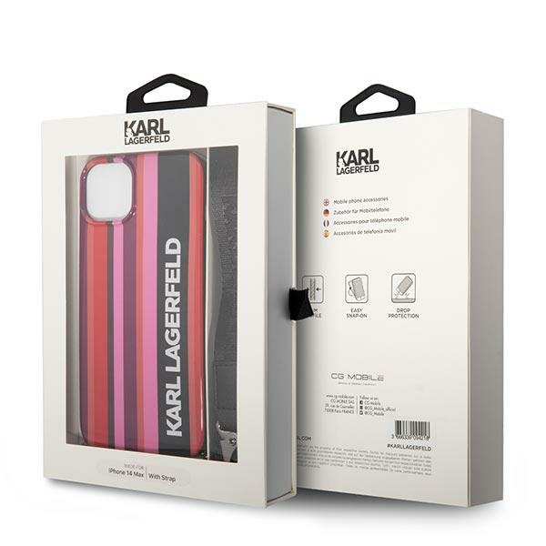 Etui KARL LAGERFELD Apple iPhone 14 Color Stripes Strap Różowy Hardcase