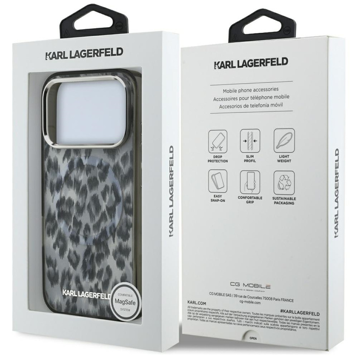 Etui Karl Lagerfeld IML Leopard Pattern  MagSafe do iPhone 17 Pro czarny