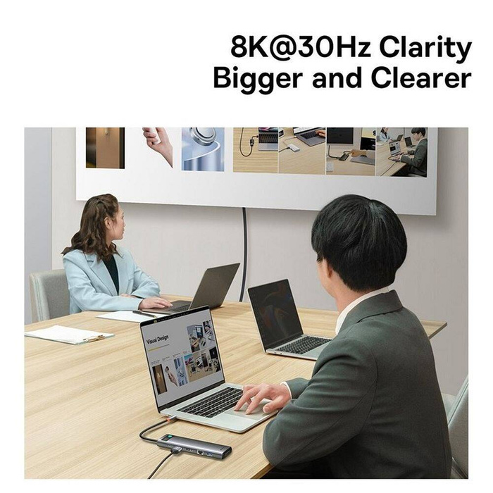 Baseus Metal Gleam wielofunkcyjny HUB USB Typ C 12w1 HDMI / DP / USB Typ C / minijack 3.5mm / RJ45 / SD (WKWG020213)