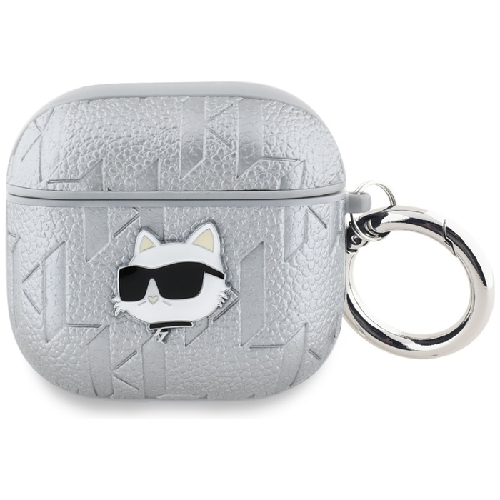 Etui Karl Lagerfeld Monogram Choupette    Head do AirPods 4 srebrny